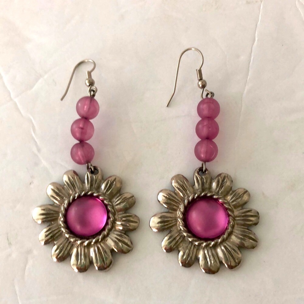 Earrings Pierced Costume Jewelry Silver Purple